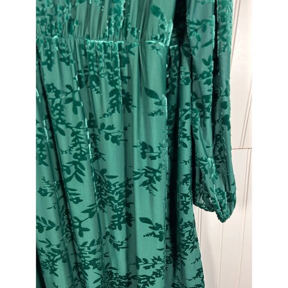 Draper James RSVP Burned Velvet Emerald Green Midi Wrap around Dress Size XL - Picture 13 of 14